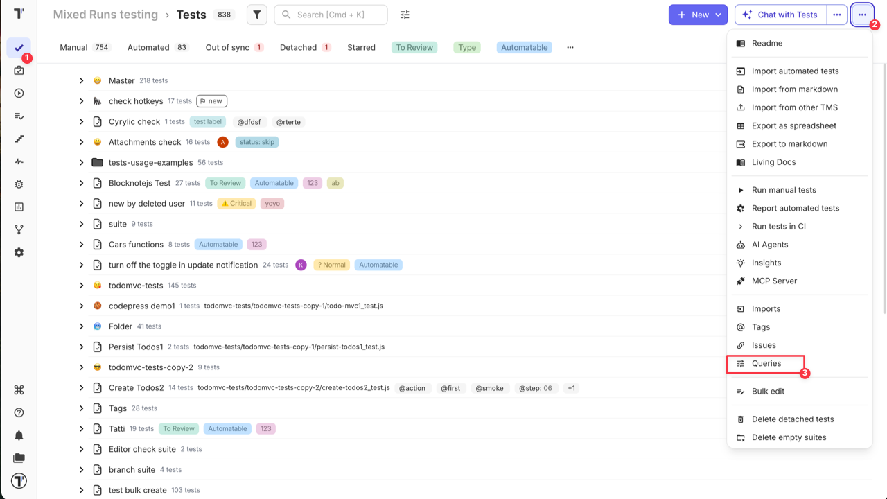 Testomat.io - Queries List